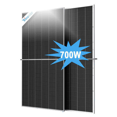 650W Trina Bifacial i-TOPCon Panel solar de doble vidrio tipo N de grado A 182mm Celular de corte medio