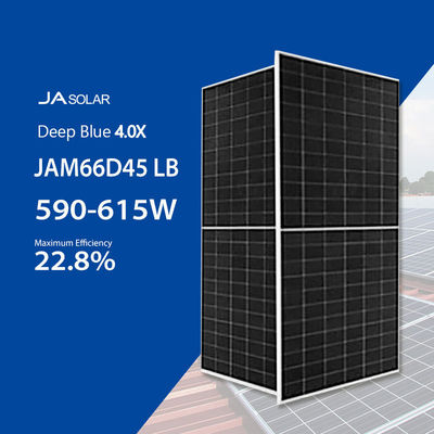 JA Azul profundo 4.0 JAM66D45 LB 182mm Panel solar de doble vidrio tipo N Bifacial 590W-615W