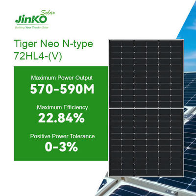 Panel de vidrio solar Jinko 570-590 Watt N-Tipo 1 Panel solar monocristalino para uso solar residencial