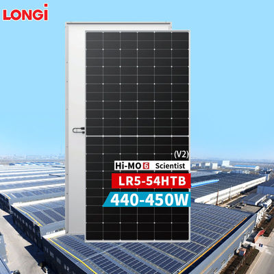 LONGi Hi-MO 6 LR5-54HTB 440-450M Paneles solares bifaciales de media célula Todo negro 440W-450W 23%