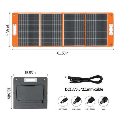 Panel solar plegable de 100W 40W salida USB a prueba de polvo para camping 3.2KG