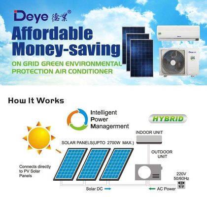 Con temporizador incluido Aire acondicionado con energía solar OFF GRID DC 48V split híbrido portátil