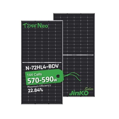 570W-590W Jinko Tiger Neo Bifacial Modulo fotovoltaico de panel solar de clase N tipo 72HL4-BDV
