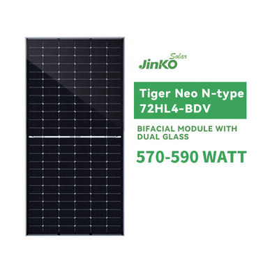 Panel solar Jinko 570-590 Watt Bifacial Jinko Tiger Neo tipo N 72HL4-BDV para proyectos