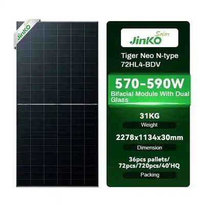 Jinko JKM570-590N-72HL4- V -F7-EN Panel solar monofacial para células de 30 y 182 mmx182 mm