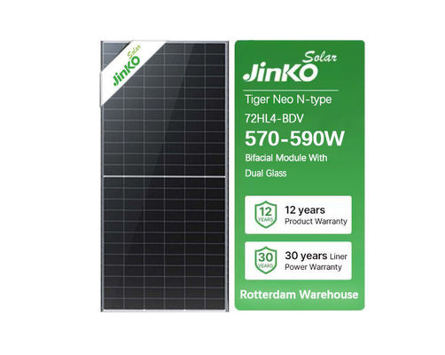Panel solar Jinko 550w 570w 575w 580w 585w 590w 600w Bifacial Jinko Tiger Neo tipo N 72HL4-BDV