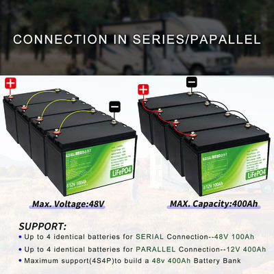 Batería de almacenamiento solar de litio de 12V 100Ah para RV 98% relación de carga y sistemas de energía eléctrica