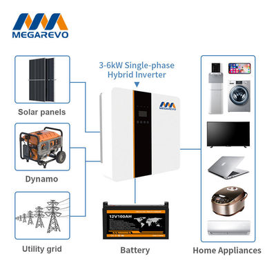 Inversor híbrido solar de 48 V Megarevo con función paralela de 5 kW 8 kW 10 kW de fase única