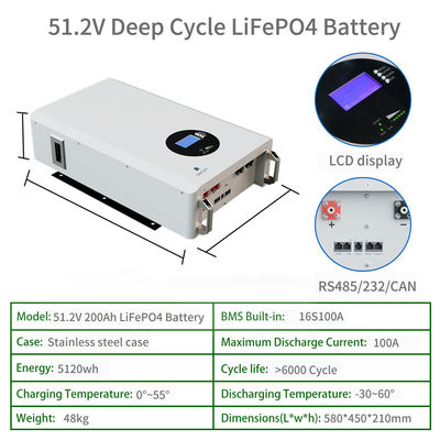 Sistema solar de 5 a 10 kWh colgado en la pared con capacidad mínima de 148Ah y diseño de 2024