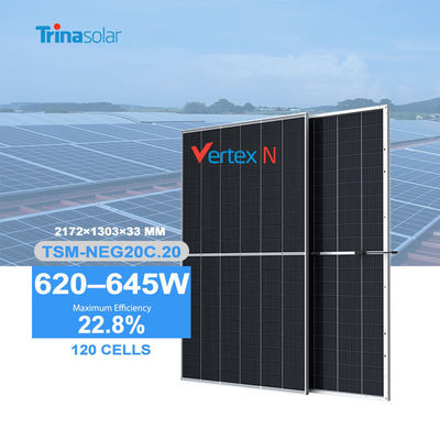 Sistema de energía solar Trinasolar 620w 625w 630w 635w 640w 645w Modulo Pv de doble vidrio