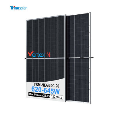 Trina Topcon Grado A Panel solar IP68 Caja de conexión con potencia nominal de 620w 625w 630w 635w 640w 645w