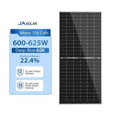 2.0mm Vidrio de hierro bajo templado 600-625W tipo N TOPCON Bifacial Mono JA Paneles fotovoltaicos solares