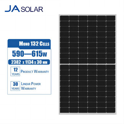 JA Paneles solares 590w 595w 600w 605w 610w 615w Modulos monobifaciales de doble vidrio tipo N