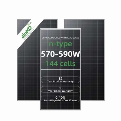N-Type 590W Jinko Tiger Neo Tier 1 Paneles solares con vidrio delantero con recubrimiento antirreflejo