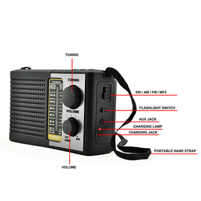 Radio portátil solar para el hogar con altavoz