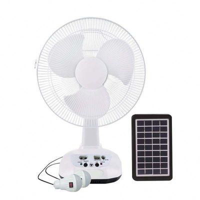 Mejor vendido AC / DC operación de la parrilla de metal 12 pulgadas 3 cuchillas recargable hogar ventiladores solares ventilador eléctrico recargable