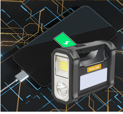 Kit de iluminación con batería solar portátil para actividades al aire libre con linterna / banco de energía