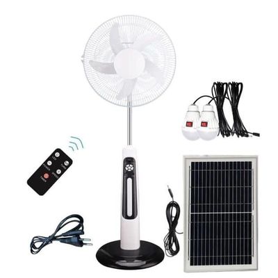 16 pulgadas de energía solar ventilador recargable 12V con motor de enfriamiento por aire batería de litio
