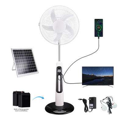 Ventilador solar recargable de 20W Construido en iluminación LED Ventilador solar de piso de 3 velocidades