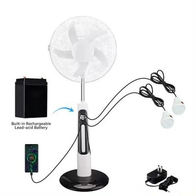 Ventilador solar recargable de 20W Construido en iluminación LED Ventilador solar de piso de 3 velocidades