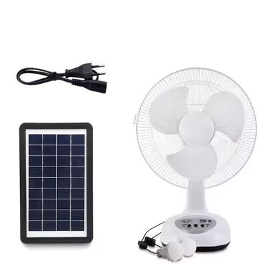 Ventilador solar para el hogar de 12 pulgadas de 2 velocidades con luz LED