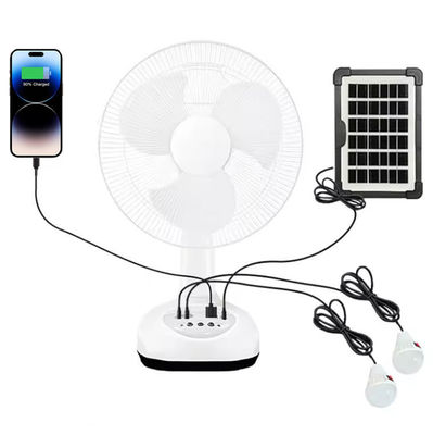 Ventilador solar para el hogar de 12 pulgadas de 2 velocidades con luz LED