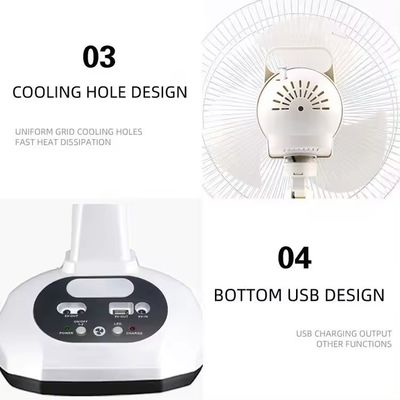 14 pulgadas 2 velocidades con energía solar ventilador oscilante ventilador de escritorio solar con bombillas LED