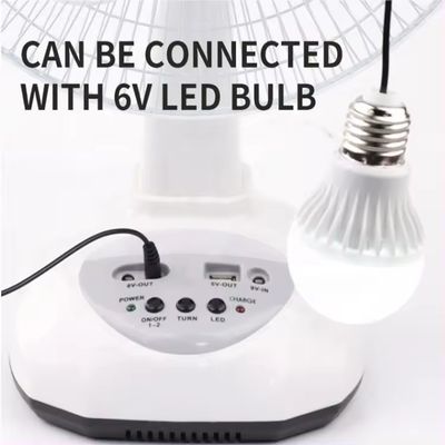 14 pulgadas 2 velocidades con energía solar ventilador oscilante ventilador de escritorio solar con bombillas LED